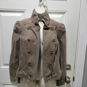 Jeanology Brown Cropped Utility Jacket with Classic Design- Sz 14